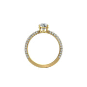 Solitaire diamant naturel poire et diamants naturels ronds Patrizia 1.30 carat or jaune